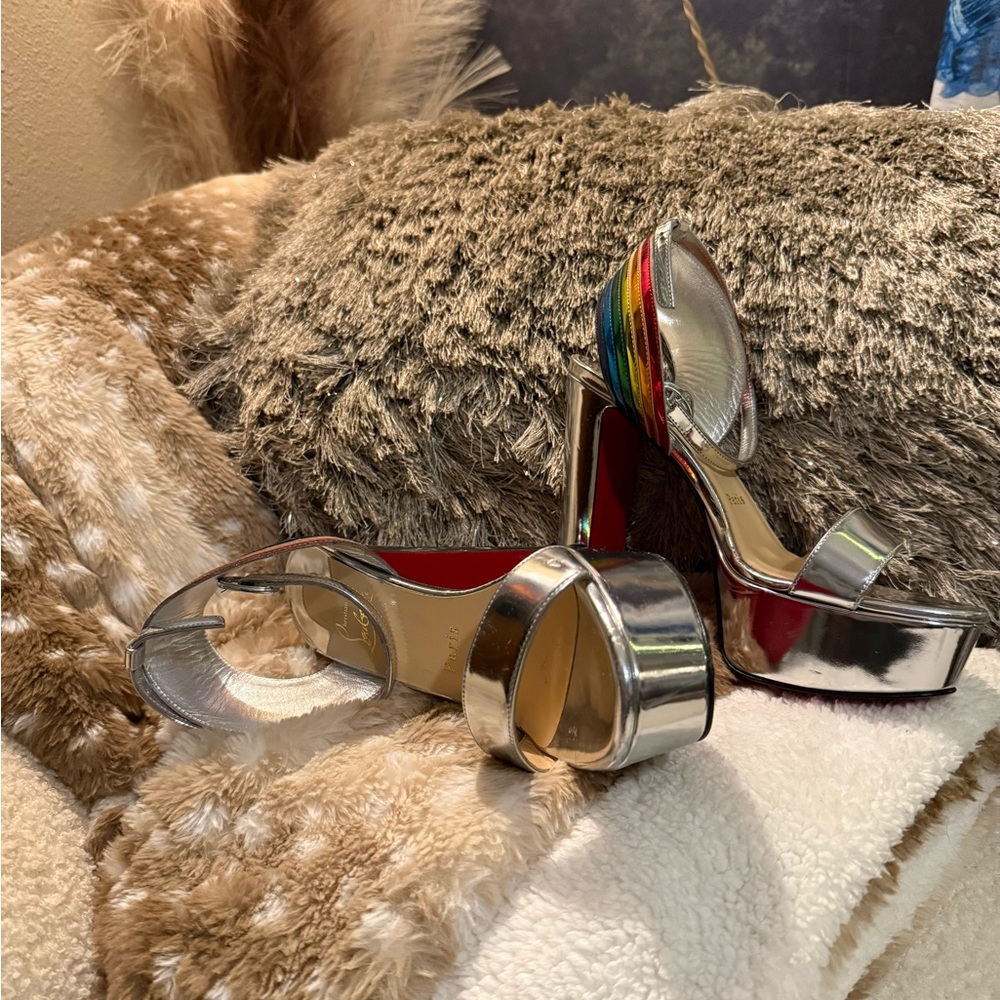 Christian Louboutin Silver Platform Heels